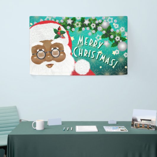 Afrikaanse kerstfeestdag met kerstmis spandoek (Beurs)