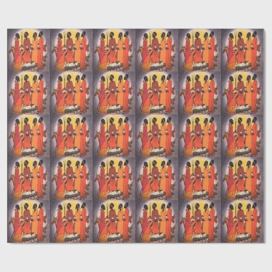 Afrikaanse kerstfeestscène cadeaupapier (Vlak)