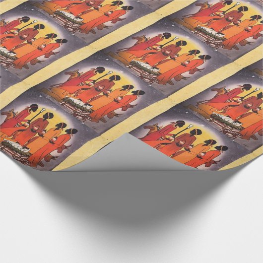 Afrikaanse kerstfeestscène cadeaupapier (Hoek)