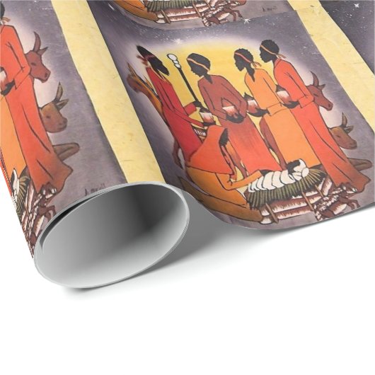 Afrikaanse kerstfeestscène cadeaupapier (Rol Hoek)