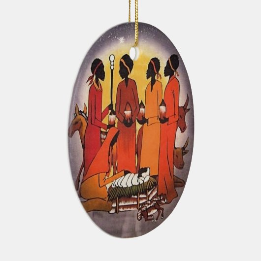 Afrikaanse kerstfeestscène keramisch ornament (Rechts)