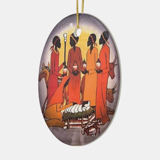 Afrikaanse kerstfeestscène keramisch ornament (Links)