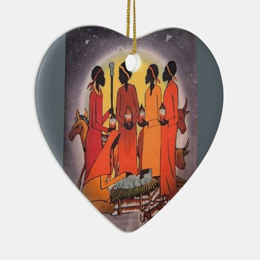 Afrikaanse kerstfeestscène keramisch ornament (Rechts)