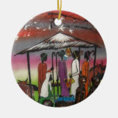 Afrikaanse kerstfeestscène keramisch ornament (Voorkant)