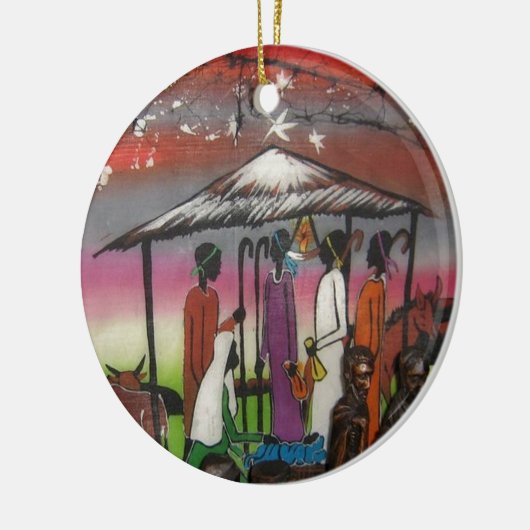 Afrikaanse kerstfeestscène keramisch ornament (Links)