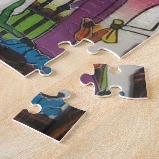 Afrikaanse kerstfeestscène legpuzzel (Zijkant)