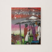 Afrikaanse kerstfeestscène legpuzzel (Verticaal)