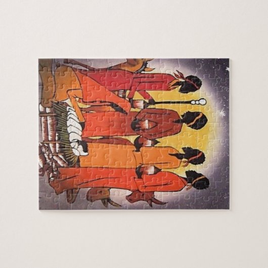 Afrikaanse kerstfeestscène legpuzzel (Horizontaal)