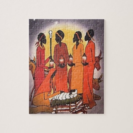 Afrikaanse kerstfeestscène legpuzzel (Verticaal)