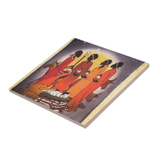 Afrikaanse kerstfeestscène tegeltje (Zijkant)