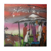 Afrikaanse kerstfeestscène tegeltje (Voorkant)