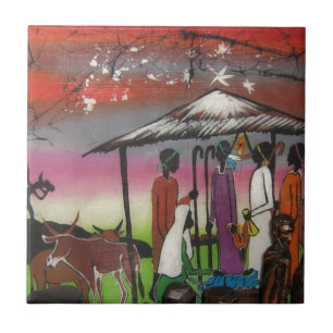 Afrikaanse kerstfeestscène tegeltje