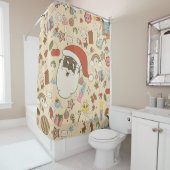  afrikaanse kerstman hippie groovy christmas douchegordijn (In situ)