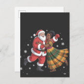 Afrikaanse Kerstman mevrouw Claus Dancing Afro-Ame Aankondigingskaart (Voorkant / Achterkant)