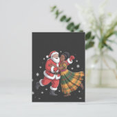 Afrikaanse Kerstman mevrouw Claus Dancing Afro-Ame Aankondigingskaart (Staand voorkant)