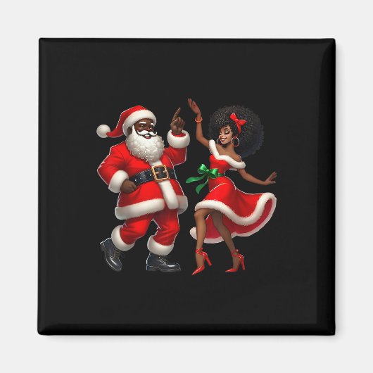 Afrikaanse Kerstman mevrouw Claus Dancing Afro-Ame Magneet (Voorkant)