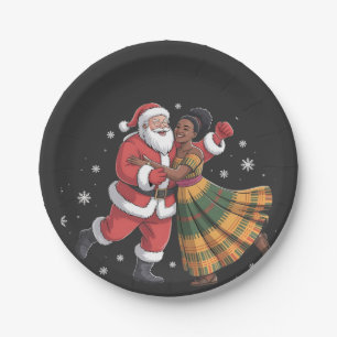 Afrikaanse Kerstman mevrouw Claus Dancing Afro-Ame Papieren Bordje