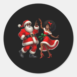 Afrikaanse Kerstman mevrouw Claus Dancing Afro-Ame Ronde Sticker