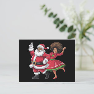 Afrikaanse Kerstman mevrouw Claus Dancing American Feestdagenkaart