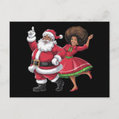 Afrikaanse Kerstman mevrouw Claus Dancing American Feestdagenkaart (Voorkant)