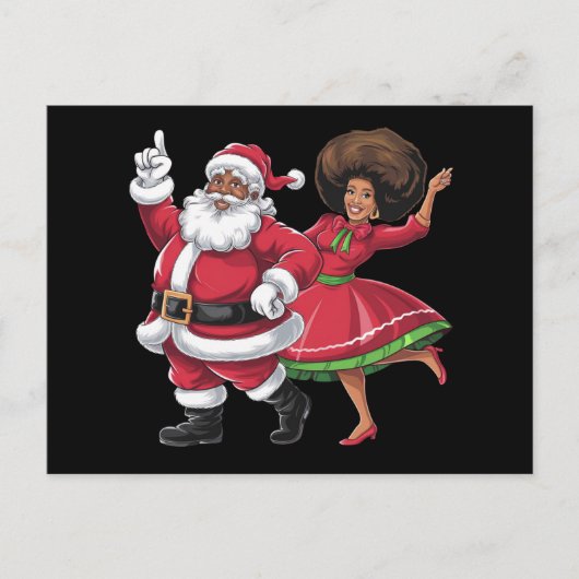Afrikaanse Kerstman mevrouw Claus Dancing American Feestdagenkaart (Voorkant)