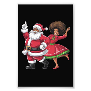 Afrikaanse Kerstman mevrouw Claus Dancing American Foto Afdruk