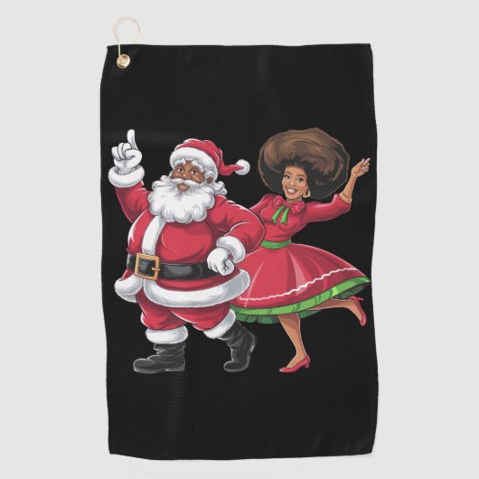 Afrikaanse Kerstman mevrouw Claus Dancing American Golfhanddoek (Voorkant)