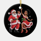 Afrikaanse Kerstman mevrouw Claus Dancing American Keramisch Ornament (Voorkant)
