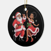 Afrikaanse Kerstman mevrouw Claus Dancing American Keramisch Ornament (Links)