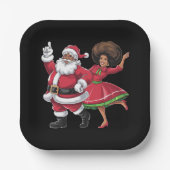 Afrikaanse Kerstman mevrouw Claus Dancing American Papieren Bordje (Voorkant)