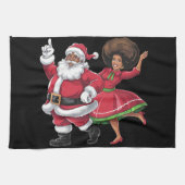 Afrikaanse Kerstman mevrouw Claus Dancing American Theedoek (Horizontaal)