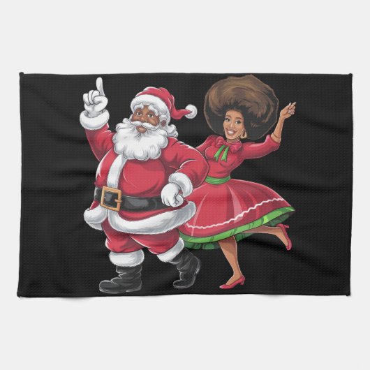Afrikaanse Kerstman mevrouw Claus Dancing American Theedoek (Horizontaal)