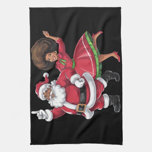 Afrikaanse Kerstman mevrouw Claus Dancing American Theedoek (Verticaal)