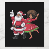 Afrikaanse Kerstman mevrouw Claus Dancing American Wijn Etiket (Enkel label)