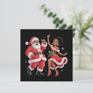 Afrikaanse Kerstman mevrouw Claus dansen Amerikaan Feestdagenkaart