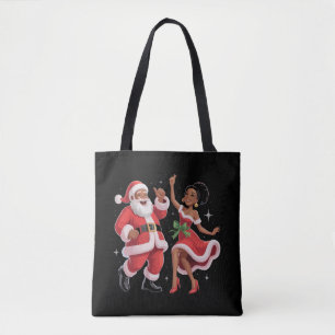 Afrikaanse Kerstman mevrouw Claus dansen Amerikaan Tote Bag