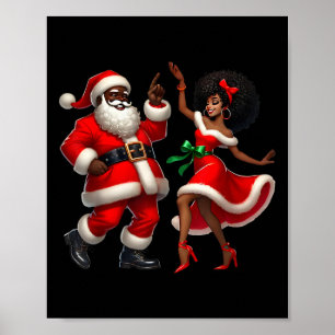 Afrikaanse Kerstman mevrouw Claus dansend Afro-Ame Poster