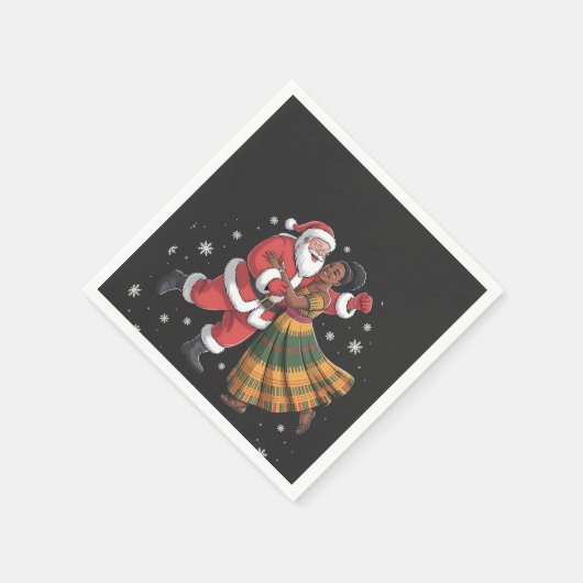 Afrikaanse Kerstman Mevrouw Claus Dansend Afro-Ame Servet (Hoek)