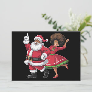 Afrikaanse Kerstman mevrouw Claus dansend Amerikaa Feestdagenkaart