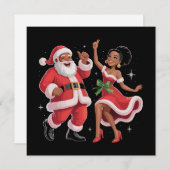 Afrikaanse Kerstman mevrouw Claus dansend Amerikaa Feestdagenkaart (Voorkant / Achterkant)