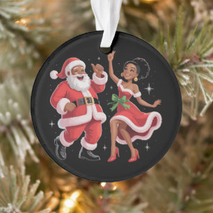 Afrikaanse Kerstman Mevrouw Claus Dansend Amerikaa Ornament