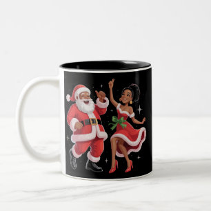 Afrikaanse Kerstman Mevrouw Claus Dansend Amerikaa Tweekleurige Koffiemok