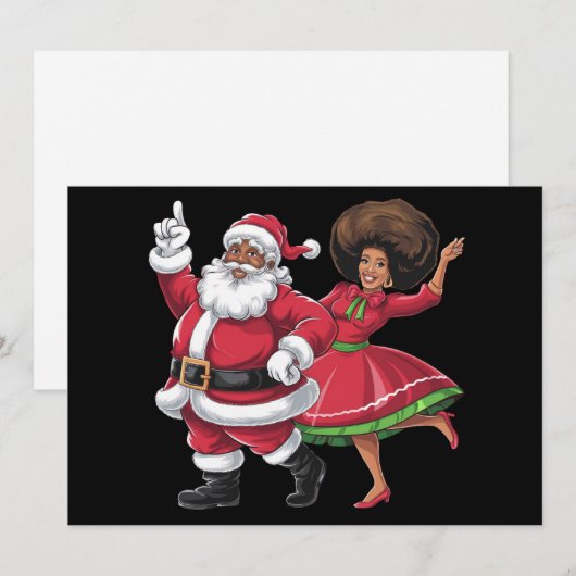 Afrikaanse Kerstman mevrouw Claus dansende Amerika Feestdagenkaart (Voorkant / Achterkant)