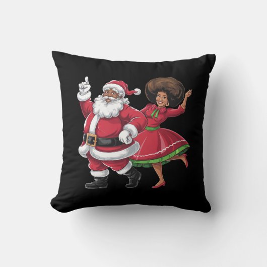 Afrikaanse Kerstman mevrouw Claus dansende Amerika Kussen (Voorkant)