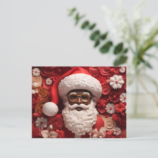 Afrikaanse Kerstman Zwart Claus Melanine Kerstmis Uitnodiging Briefkaart (Staand voorkant)