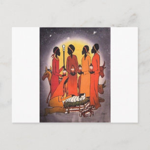 Afrikaanse kerstnativiteitsscène feestdagenkaart
