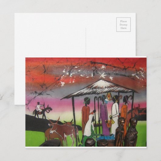 Afrikaanse kerstnativiteitsscène feestdagenkaart (Voorkant / Achterkant)