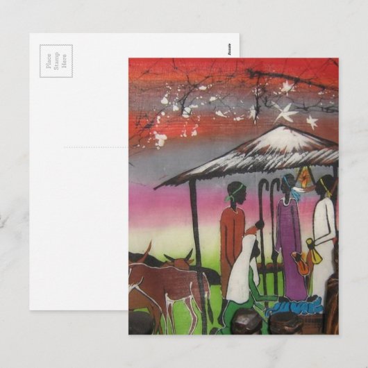 Afrikaanse kerstnativiteitsscène feestdagenkaart (Voorkant / Achterkant)