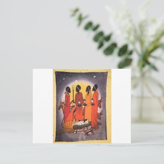 Afrikaanse kerstnativiteitsscène feestdagenkaart (Staand voorkant)