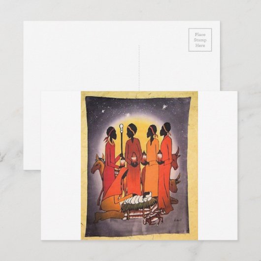 Afrikaanse kerstnativiteitsscène feestdagenkaart (Voorkant / Achterkant)